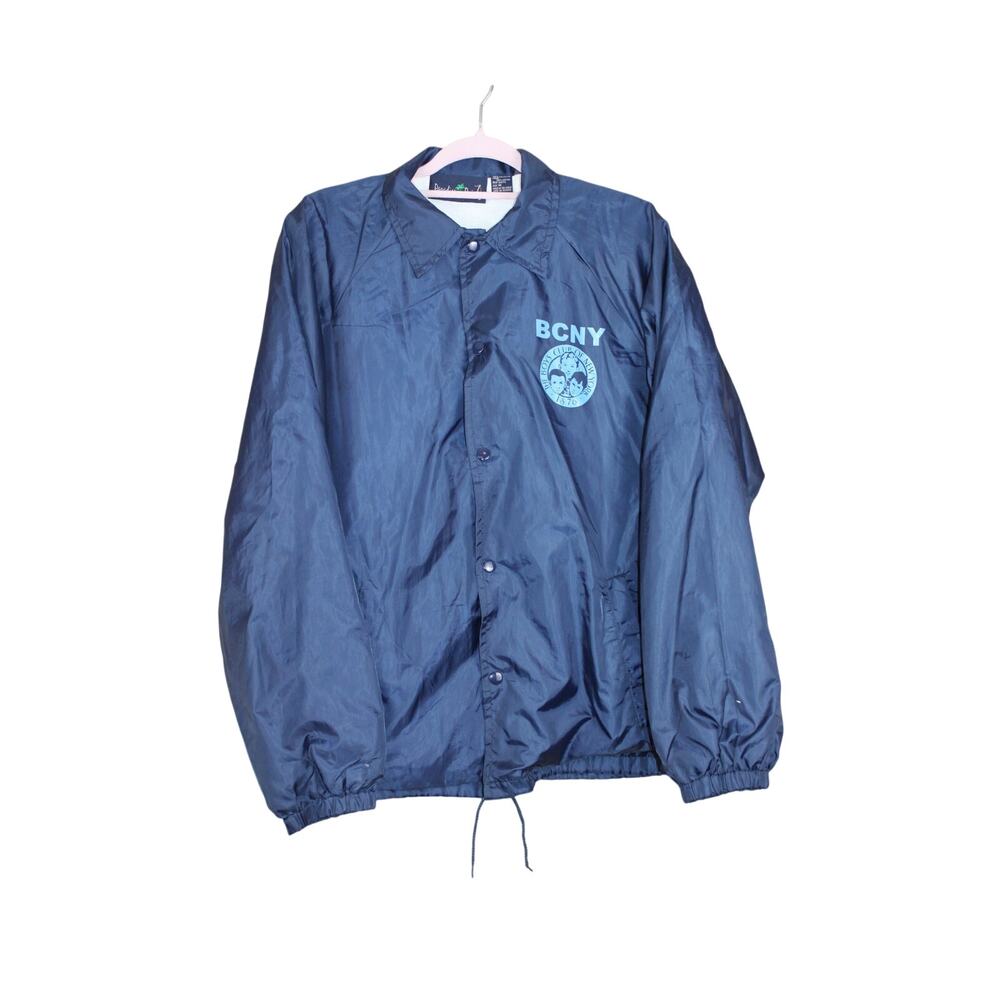 Mens Boys Club of New York Blue‎ Snap Up Lined Rain Coat Jacket Size M